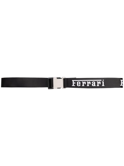 Ferrari Logo-print Buckle-fastening Belt In Black