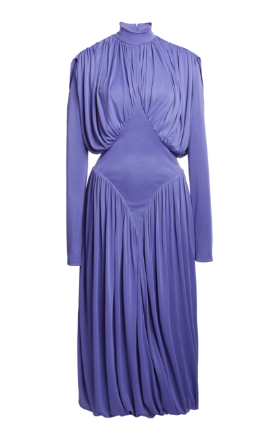 Stella Mccartney Sweetheart Pleated Bubble-hem Midi-dress In Purple