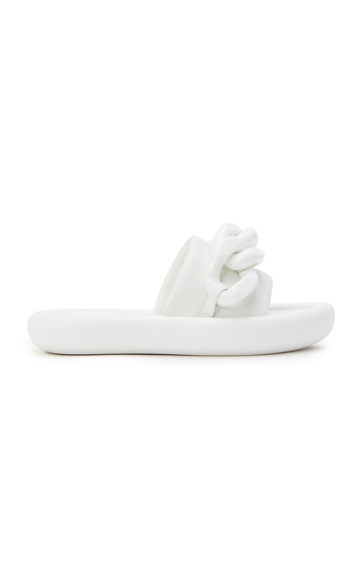 Stella Mccartney Air Slide Chain-trimmed Sandals In White