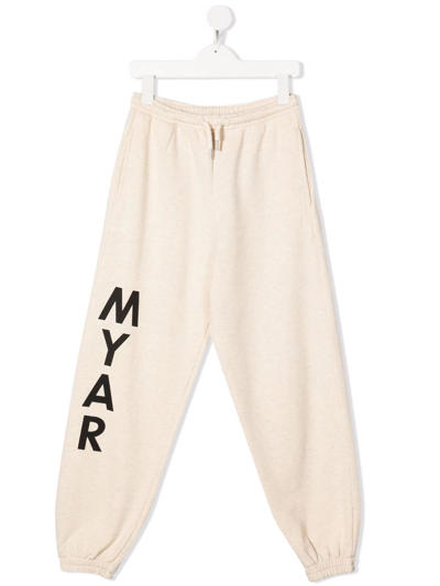 Myar Kids' Logo-print Track Trousers In Neutrals
