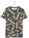 Mm6 Maison Margiela Teen Fragile-print Short-sleeved T-shirt In Grey