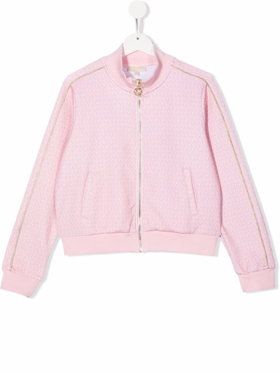 Michael Kors Kids' Logo Zipped Bomber Jacket In Pink