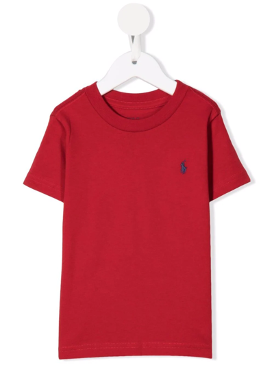 Ralph Lauren Kids' Logo-embroidered T-shirt In Red