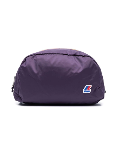 K-way Kids' Logo Zipped Wash Bag In Purple