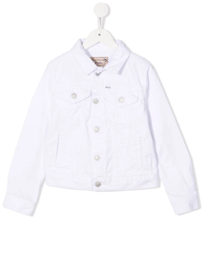 Ralph Lauren Kids' Embroidered-logo Denim Jacket In White