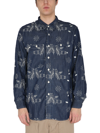 Engineered Garments Embroidered Denim Bowling Shirt In Denim