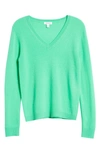 Nordstrom Cashmere Essential V-neck Sweater In Green Bright