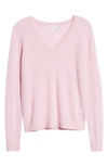 Nordstrom Cashmere Essential V-neck Sweater In Pink Fade