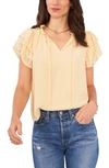 1.state Flutter Sleeve Split Neck Chiffon Blouse In Sunlight