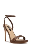 Nine West Loola Womens Patent Open Toe Slingback Sandals In Maple Patent