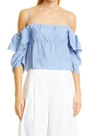 Vince Off-the-shoulder Paneled Top In Vista Blue