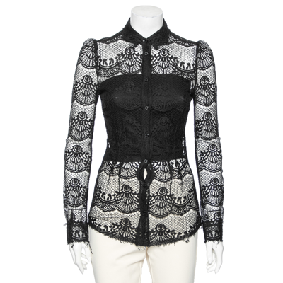 Pre-owned Dolce & Gabbana Black Lace Full Sleeve Shirt S