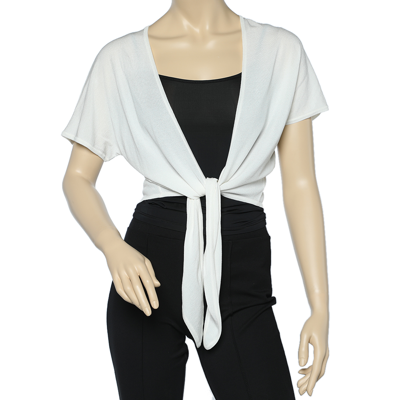 Pre-owned Max Mara White Knit Front Tie Detail Short Shrug Xl