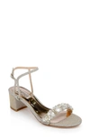 Badgley Mischka Tanessa Satin Ankle-strap Sandals In Platino