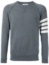 Thom Browne 4-bar Crew Neck Cashmere Jumper In Grey