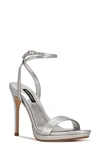 Nine West Women's Loola Ankle Strap Stiletto Sandals In Silver Snake