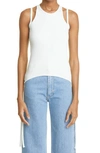 Dion Lee White Double Tie Halter Tank Top In Clear Blue