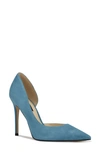 Nine West Folowe Womens Pointed Toe Leather Pumps In Teal Suede