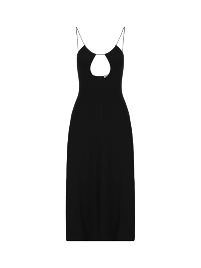 Saint Laurent Woman Midi Dress Black Size S Wool