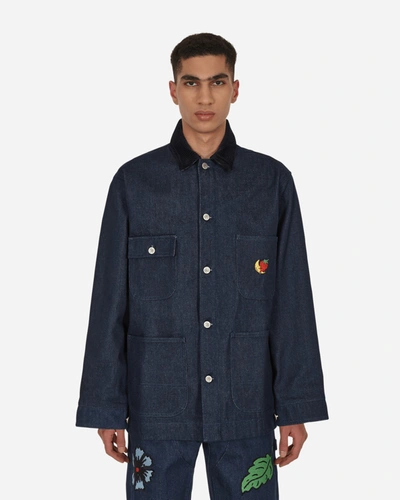 Sky High Farm Embroidered Denim Chore Coat In Blue