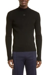 Courrèges Ribbed Knit Roll-neck Jumper In Black