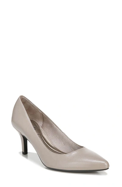 Lifestride Sevyn Pointed Toe Pump In Stone Faux Leather