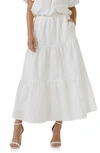 Endless Rose Floral Cotton Midi Skirt In White