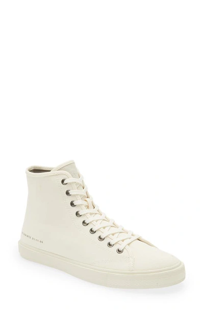 Allsaints Bryce Logo-print Cotton-canvas High-top Trainers In White