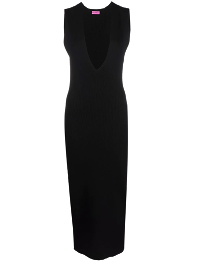 Gauge81 Casar Plunging V-neck Midi Dress In Black