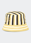 Prada Striped Triangle Logo Bucket Hat In F0c5k Giallo Nero