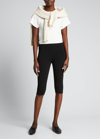 Totême Black Cropped Compact Leggings In Black