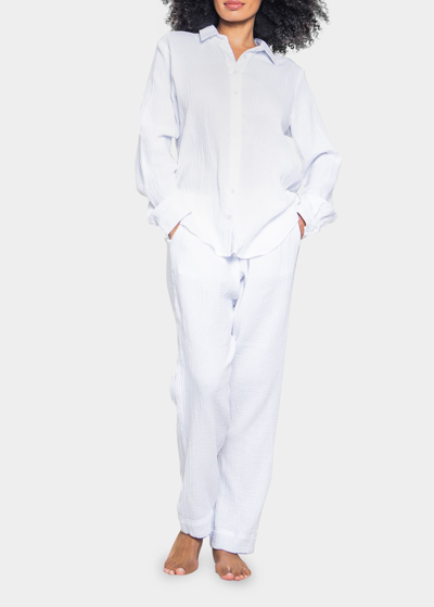 Petite Plume Gauze Drawstring Pants In White