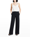 Theory U Terena K. Preci Clean Front Wide Leg Pants In Black