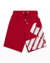 Emporio Armani Boy's Eagle Logo Drawstring Shorts In 0357red