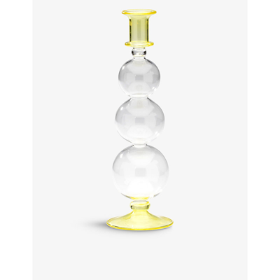 Anna + Nina Yellow Bubble Glass Candle Holder 30cm