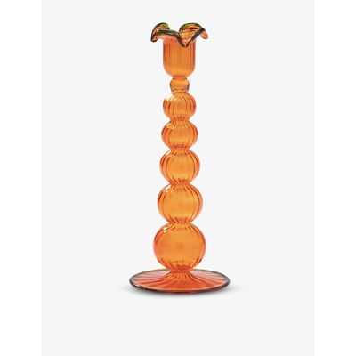 Anna + Nina Orange Piped Glass Candle Holder 30cm