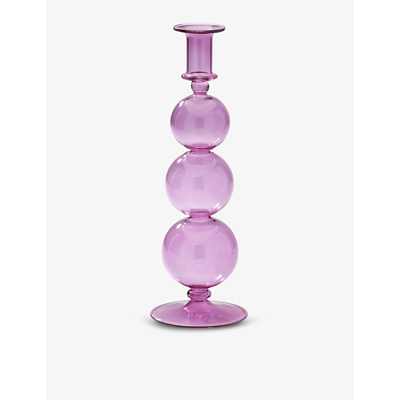 Anna + Nina Purple Bubble Glass Candle Holder 30cm