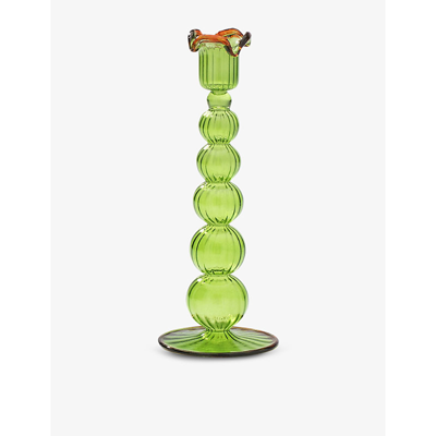 Anna + Nina Green Piped Glass Candle Holder 30cm