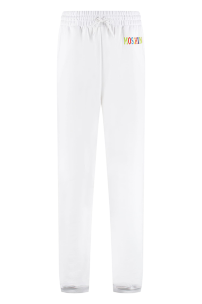 Moschino Logo Detail Cotton Track-pants In White