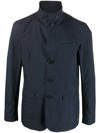 Herno Navy Tailored Rain Jacket In Blu
