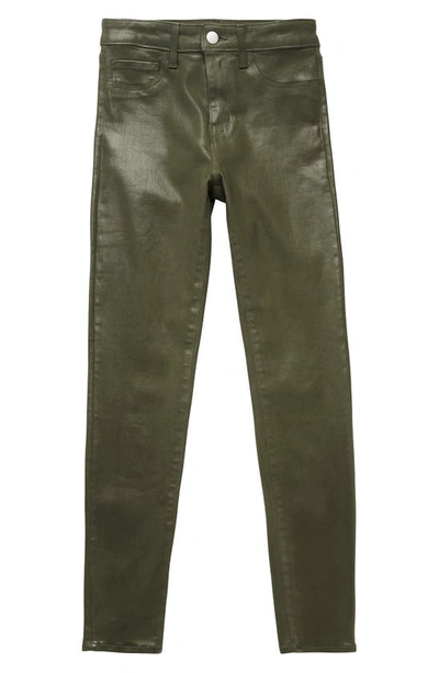 Lagence Margot Coated Crop High Waist Skinny Jeans In Ivy Green Coated