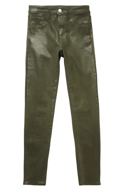 L'agence Margot Coated Crop High Waist Skinny Jeans In Ivy Green Coated