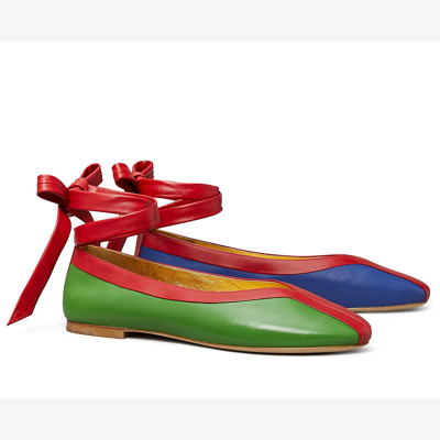 Tory Burch Wrap Ballet In Green / Blue / Red