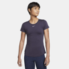 Nike Dri-fit One Luxe Women's Slim Fit Short-sleeve Top In Cave Purple,reflect Silver