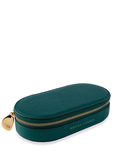 Monica Vinader Oval Leather Jewellery Box In Green