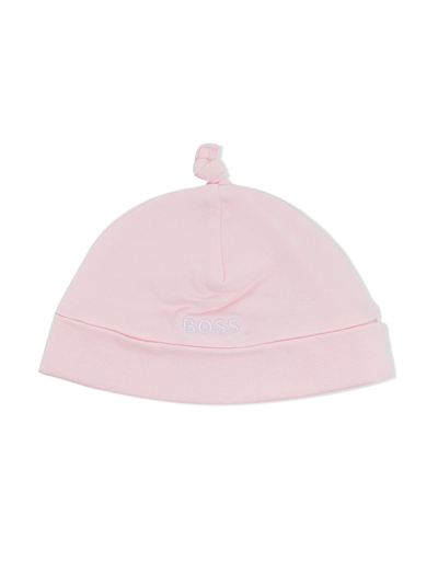 Bosswear Babies' Embroidered-logo Cotton Beanie In Pink