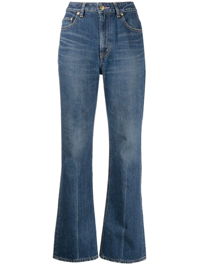 Tu Es Mon Tresor + Net Sustain The Moonstone Cropped High-rise Bootcut Jeans In Blue