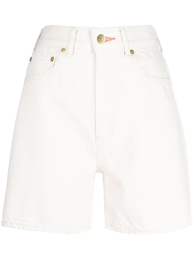 Tu Es Mon Tresor The Coral High-rise Denim Shorts In White