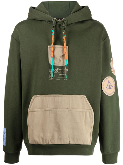 Mcq By Alexander Mcqueen Braided-tassel Patchwork Hooded Sweatshirt In Green