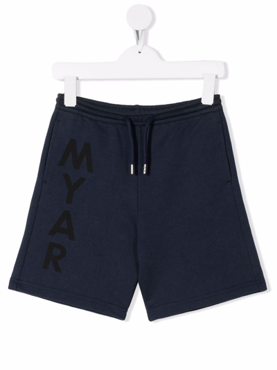 Myar Kids' Logo-print Drawstring Track Shorts In Night Blue